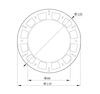 Contrato Padrão 120 mm Custom Brushless DC Motor Winding Stator e Rotor Assembly com eixo do rotor