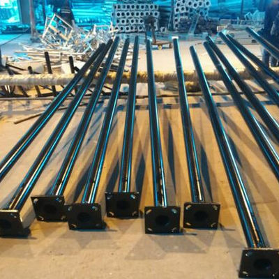 6M 8M 12M tubo de aço galvanizado redondo flexível único duplo braço exterior poste de luz de rua