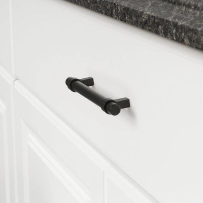 6.63 polegadas de aço inoxidável direita Bar Cabinet Manopla 5 polegadas buraco centro plano preto