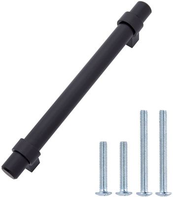 6.63 polegadas de aço inoxidável direita Bar Cabinet Manopla 5 polegadas buraco centro plano preto