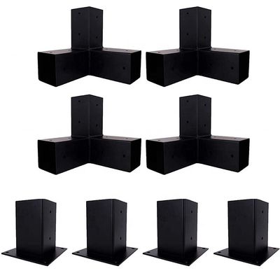 Indústria 3 Way Steel Arm Pergola Corner Bracket para postes de madeira 4x4 Certificado ISO9001 2015