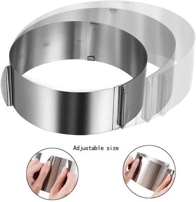 Molde de mousse de bolo ajustável com anel de bolo de aço inoxidável 6-12 polegadas Decoração de panificação