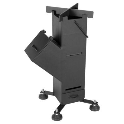 Atualize seus itens de suporte com fogão de foguete de madeira de aço carbono preto personalizado