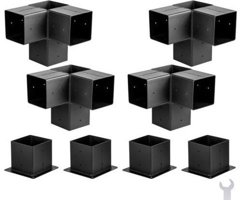 Advanced Outdoor Spaces Kit de Pergola de aço com suporte de madeira e suportes personalizados