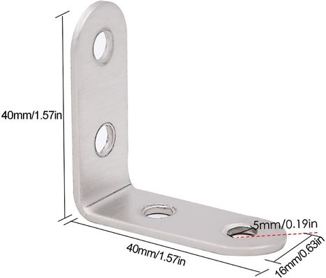 Bracket de ângulo reto em forma de L de aço inoxidável personalizável para as necessidades do cliente
